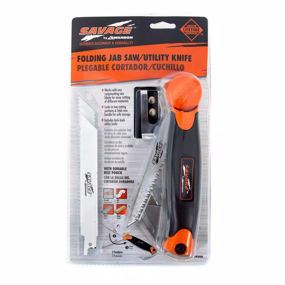 Swanson Savage 6.02 in. Folding Jab Saw and Utility Knife Set with Comfort Grip Handle