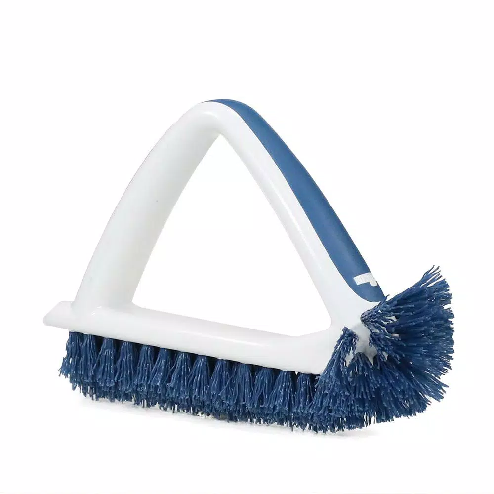 Unger 2-in-1 Tile and Grout Scrubber with V-Shaped Bristles and Corner Cleaning Head