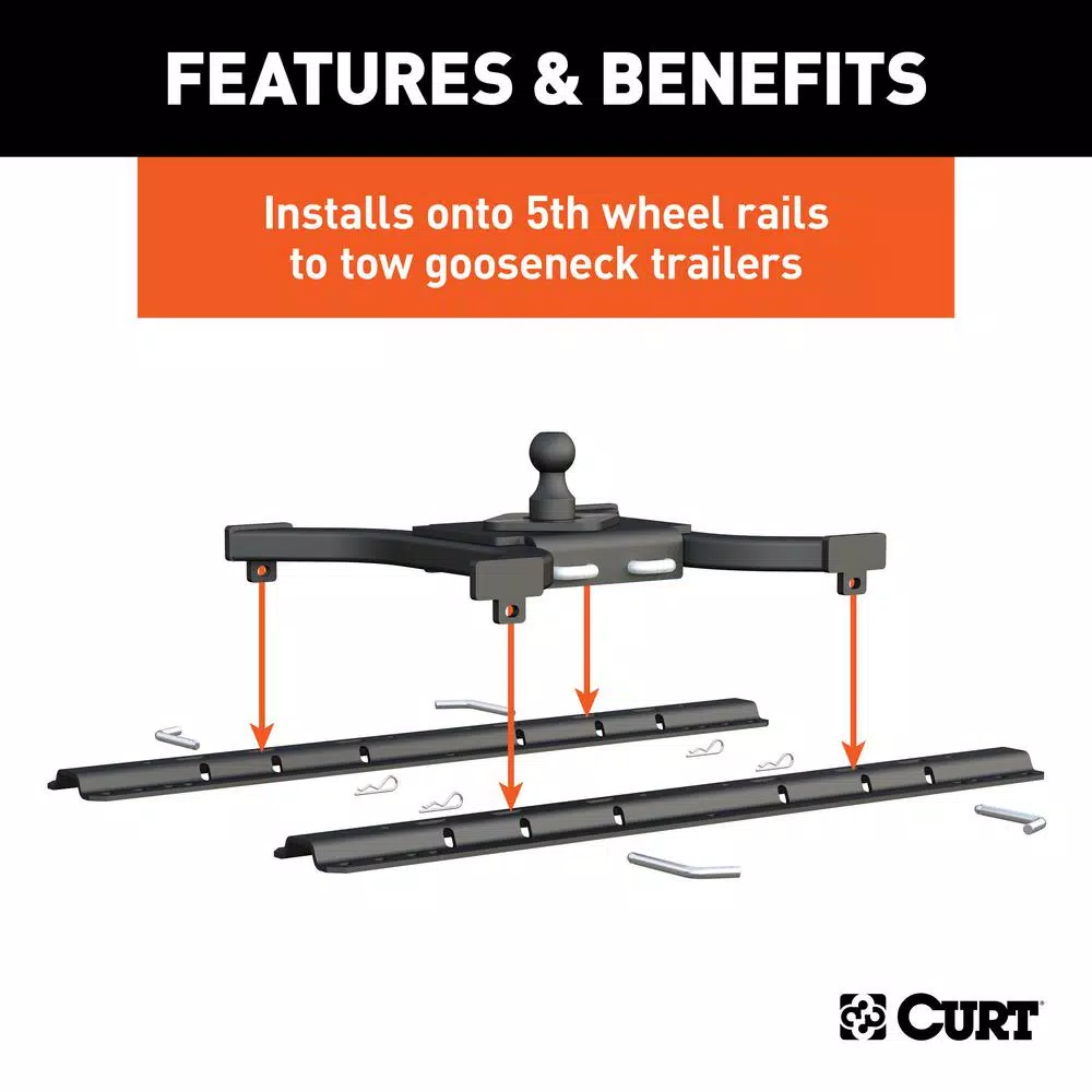 CURT Spyder CURT 5th Wheel Rail Gooseneck Hitch - 2-5/16" Ball