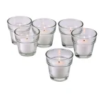 Light In The Dark Clear Glass Flower Pot Votive Candle Holders with White Votive Candles, Set of 12 thumbnail 1
