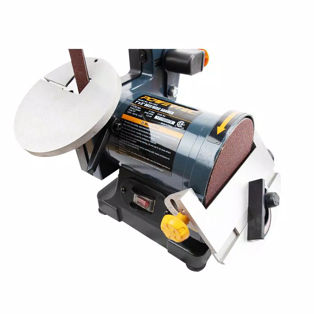 POWERTEC 2-in-1 Belt and Disc Sander, 1 in. x 30 in. Belt with 5 in. Disc, 1/3 HP Induction Motor