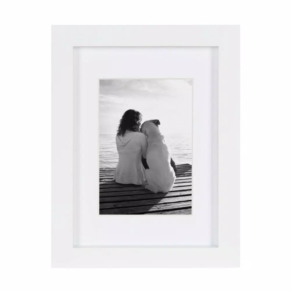 DesignOvation Gallery Wood Photo Frame Set, White Satin Finish, Set of 4