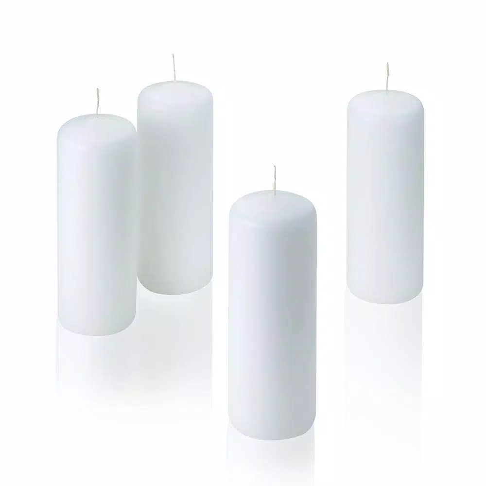 Light In The Dark White Unscented Paraffin Pillar Candles, 2 in. x 6 in. (Set of 4)