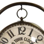 Zentique Pendulum Sphered Distressed Gold Table Clock - Antique Bronze Iron Desk Clock thumbnail 3