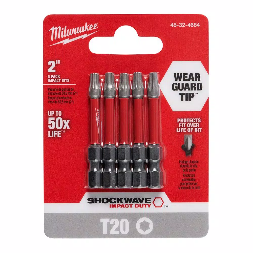Milwaukee SHOCKWAVE Torx #20 2 in. Impact Duty Steel Screwdriver Bits, 5-Pack