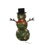 ProductWorks 28 in. Pre-lit Faux Boxwood Topiary Snowman Sculpture with 40 LED Lights thumbnail 1