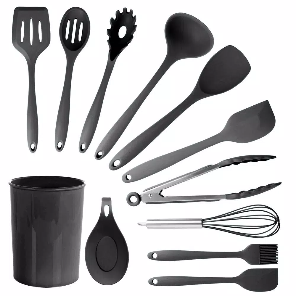 MegaChef 12-Piece Black Silicone Kitchen Utensil Set