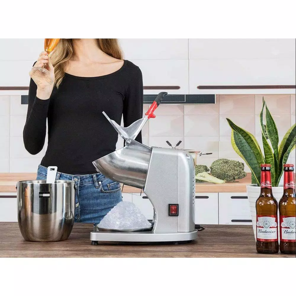 VIVOHOME 11 oz Electric Ice Crusher and Snow Cone Machine, Dual Blades, Silver Stainless Steel