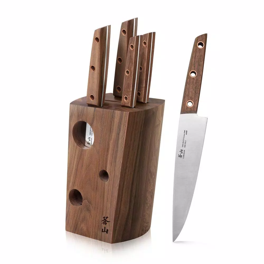 Cangshan W Series 6-Piece German Steel Knife Set with Solid Walnut Wood Block