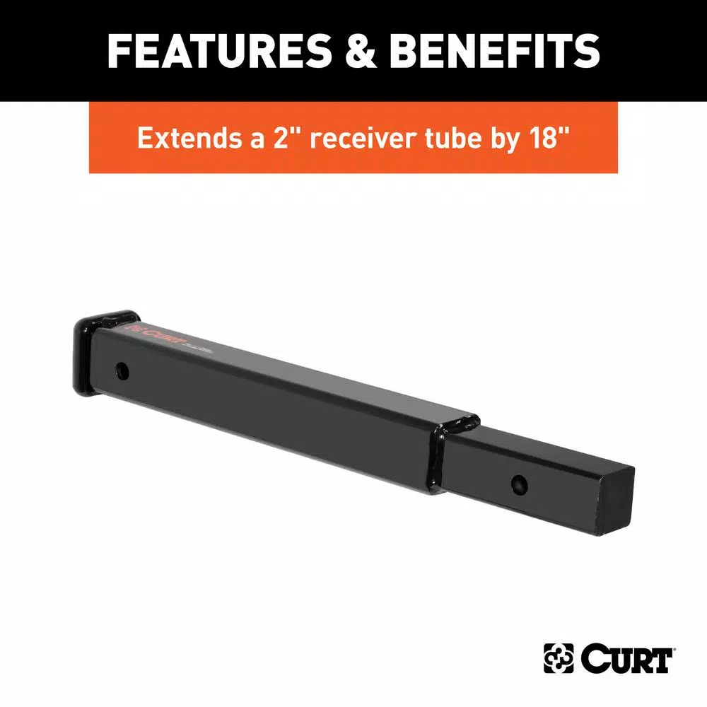 CURT 18" Receiver Tube Extender, 2" Shank, 3,500 lbs. Capacity