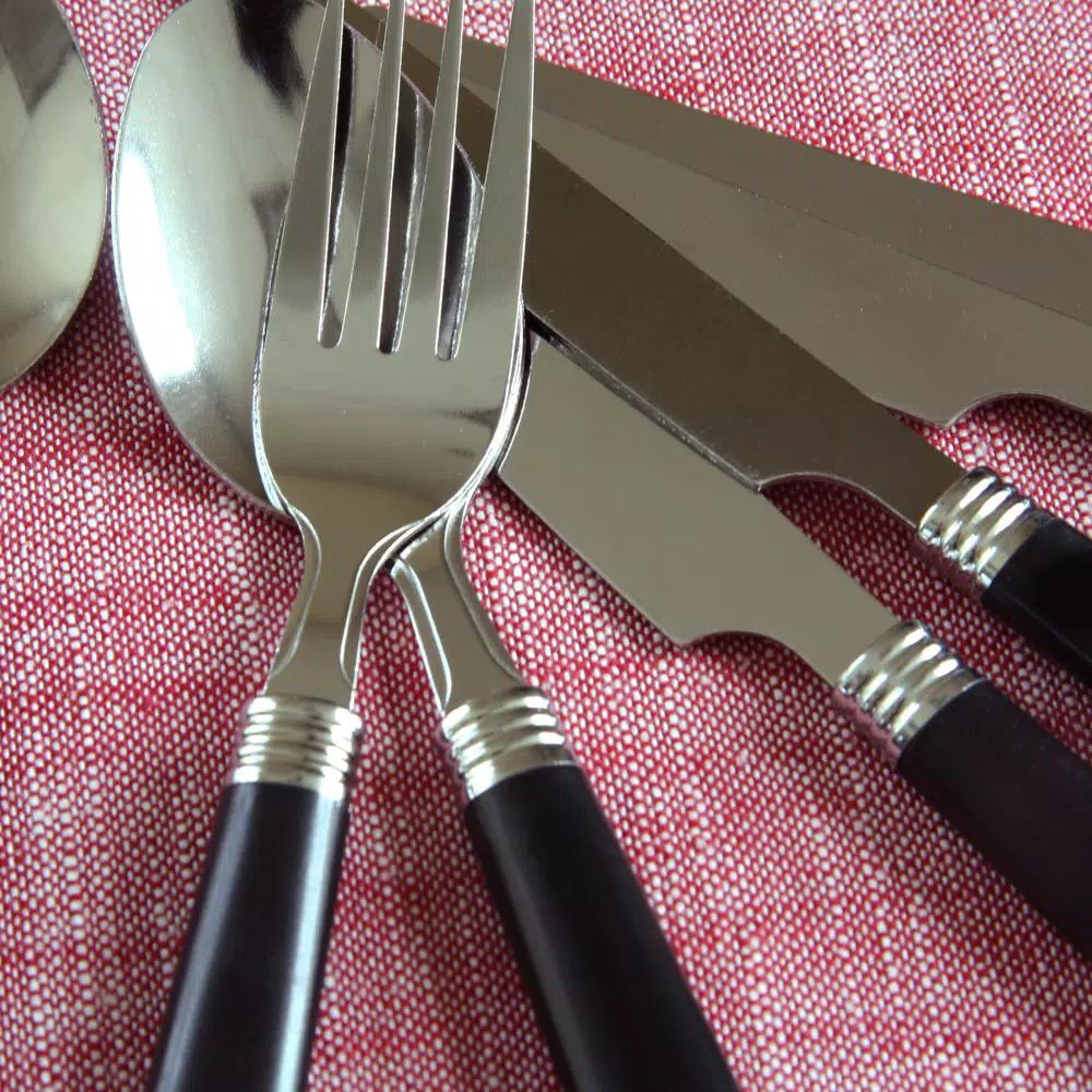 Gibson Home Sensations II 16-Piece Black Flatware Set with Wire Caddy, Service for 4