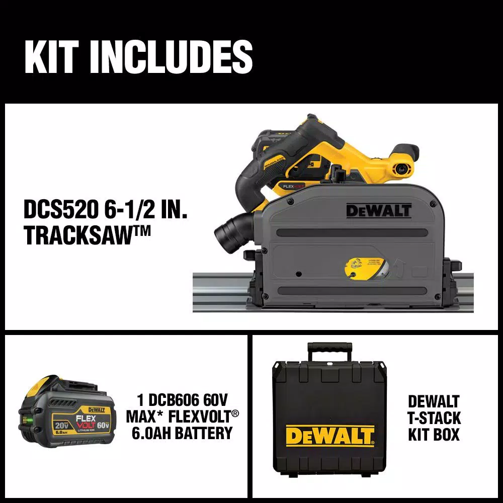 DEWALT FLEXVOLT 60V MAX Brushless 6-1/2 in. Track Saw Kit with 6.0Ah Battery