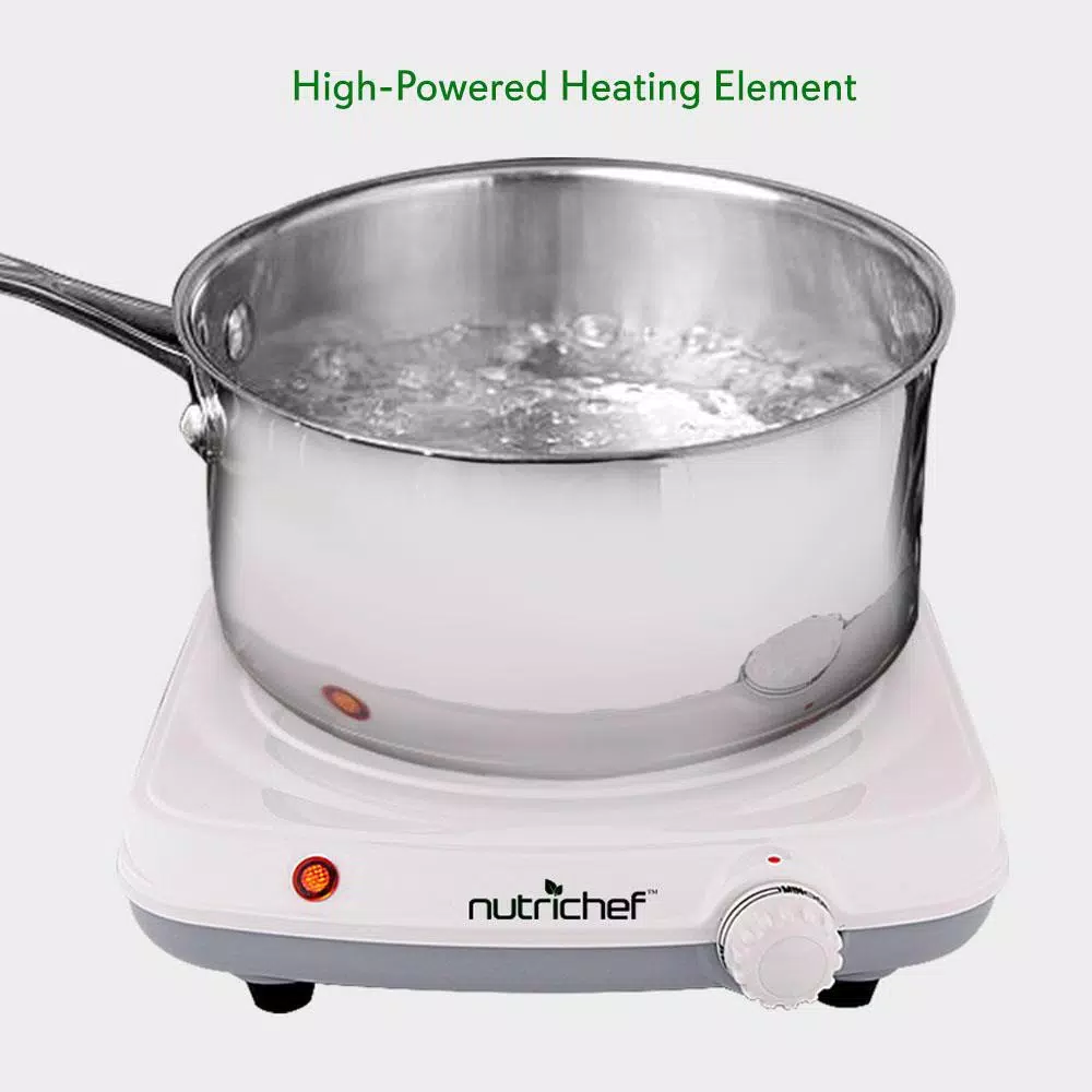 NutriChef White Electric Countertop Hot Plate Buffet Burner with Adjustable Temperature Control