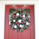 Village Lighting Company 30 in. Frosted Wonderland Pre-Lit LED Christmas Wreath - Red and White Candycane Design thumbnail 2