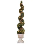 National Tree Company 60 in. Artificial Juniper Spiral Topiary Tree with Decorative Urn and 150 Clear Lights thumbnail 1