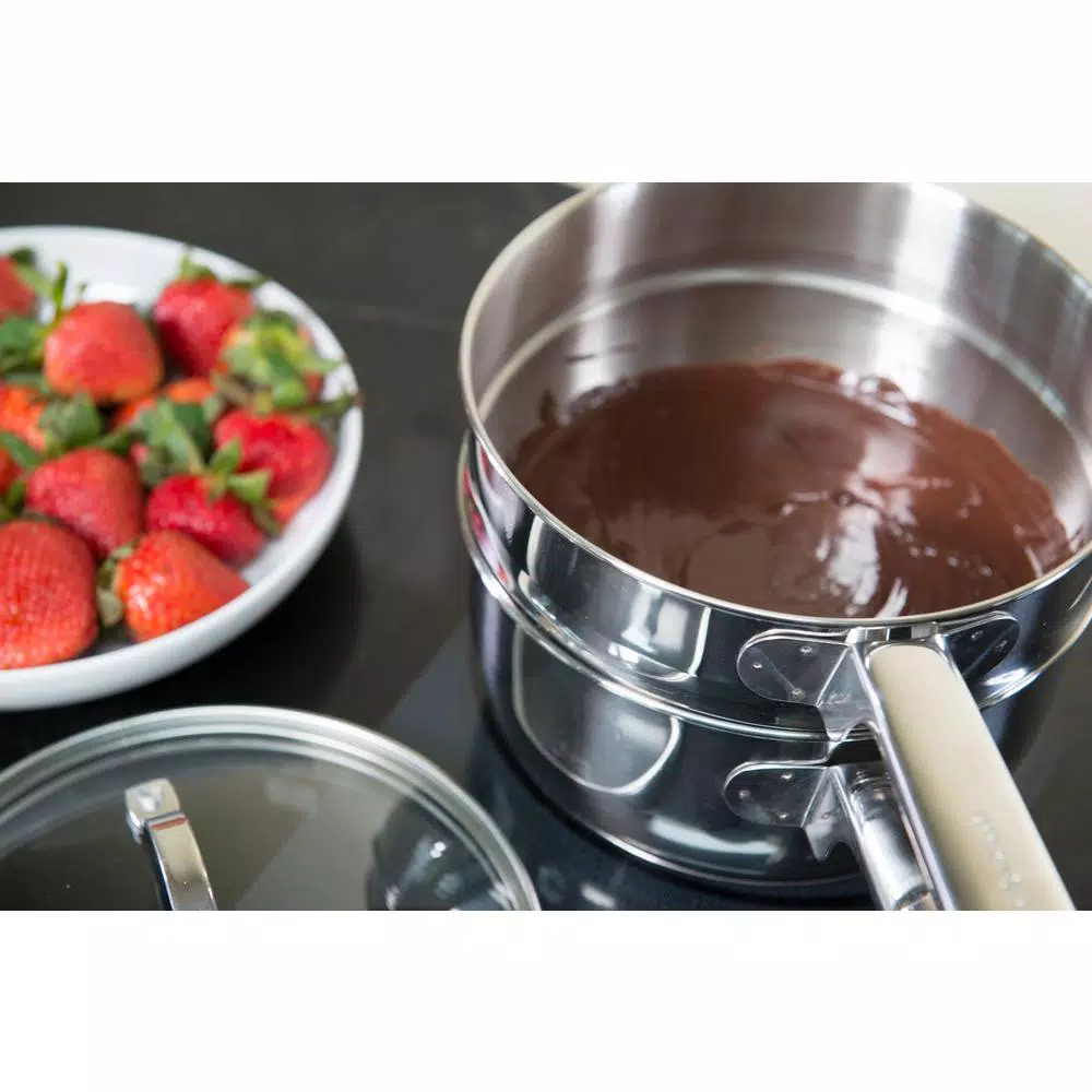 RSVP International Endurance 2 Qt. Induction Double Boiler Set with Tempered Glass Lid
