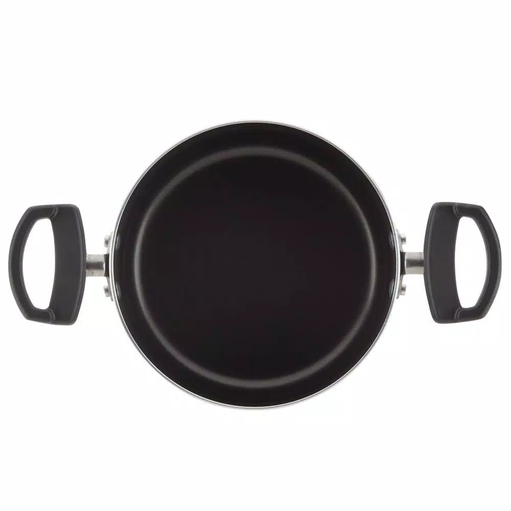 Farberware Neat Nest 6-Quart Aluminum Nonstick Saucepot with Glass Lid, Black