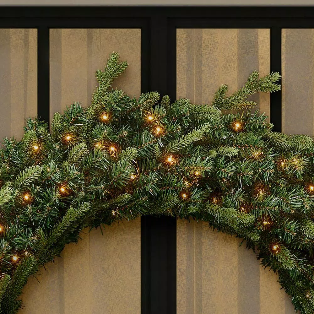 Home Accents Holiday 48 in. Jackson Noble Fir Artificial Wreath with 200 Warm White LED Micro Dot Lights
