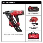 Milwaukee M18 FUEL 15-Gauge Angled Finish Nailer Kit w/ 2.0Ah Battery, Charger & Bag thumbnail 2