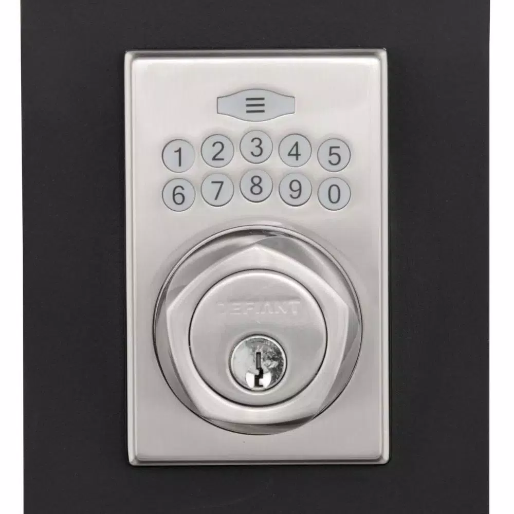 Defiant Satin Nickel Square Single Cylinder Electronic Keypad Deadbolt