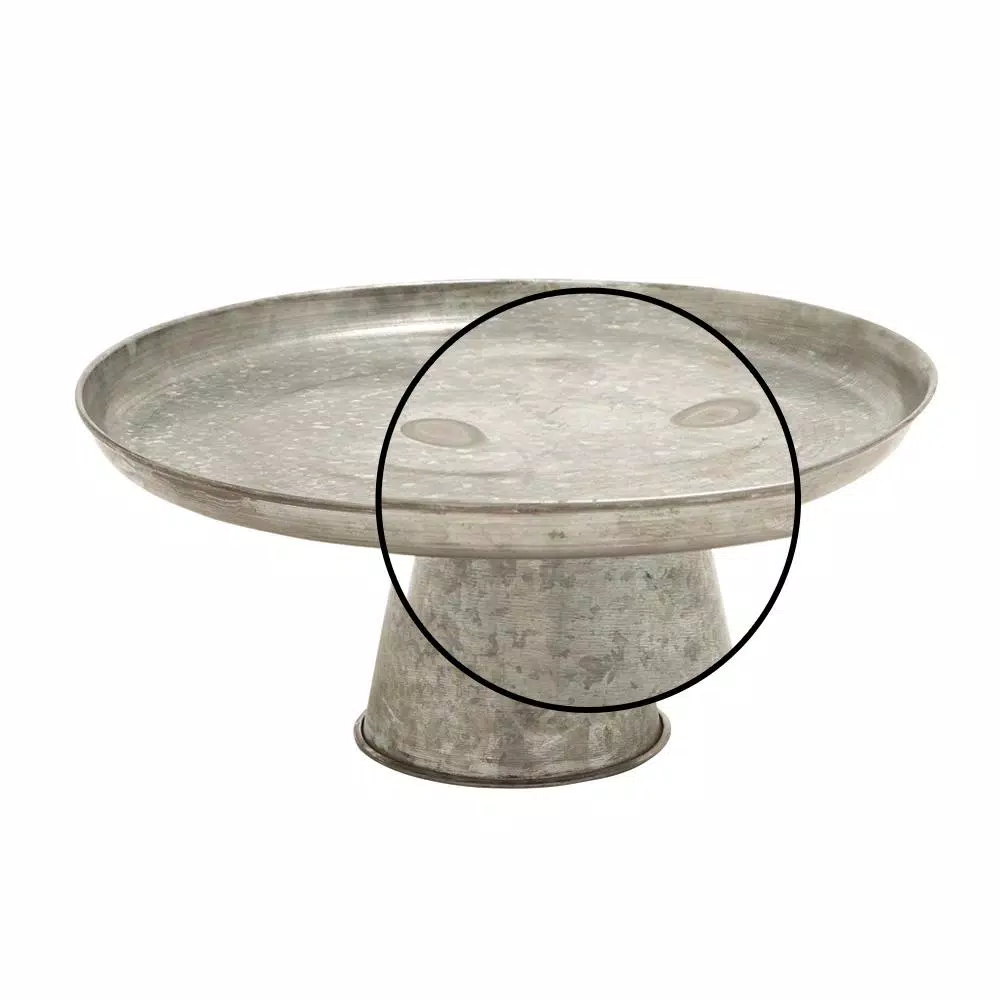 LITTON LANE 16 in. x 7 in. Farmhouse Galvanized Iron Cupcake Stand with Distressed Gray Finish