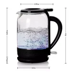 Ovente 1.5L Glass Electric Kettle with ProntoFill Technology, 1500W, Black thumbnail 9