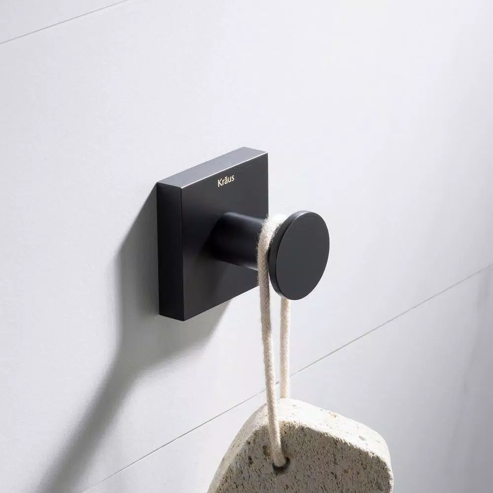 KRAUS Ventus Matte Black Solid Brass Robe and Towel Hook