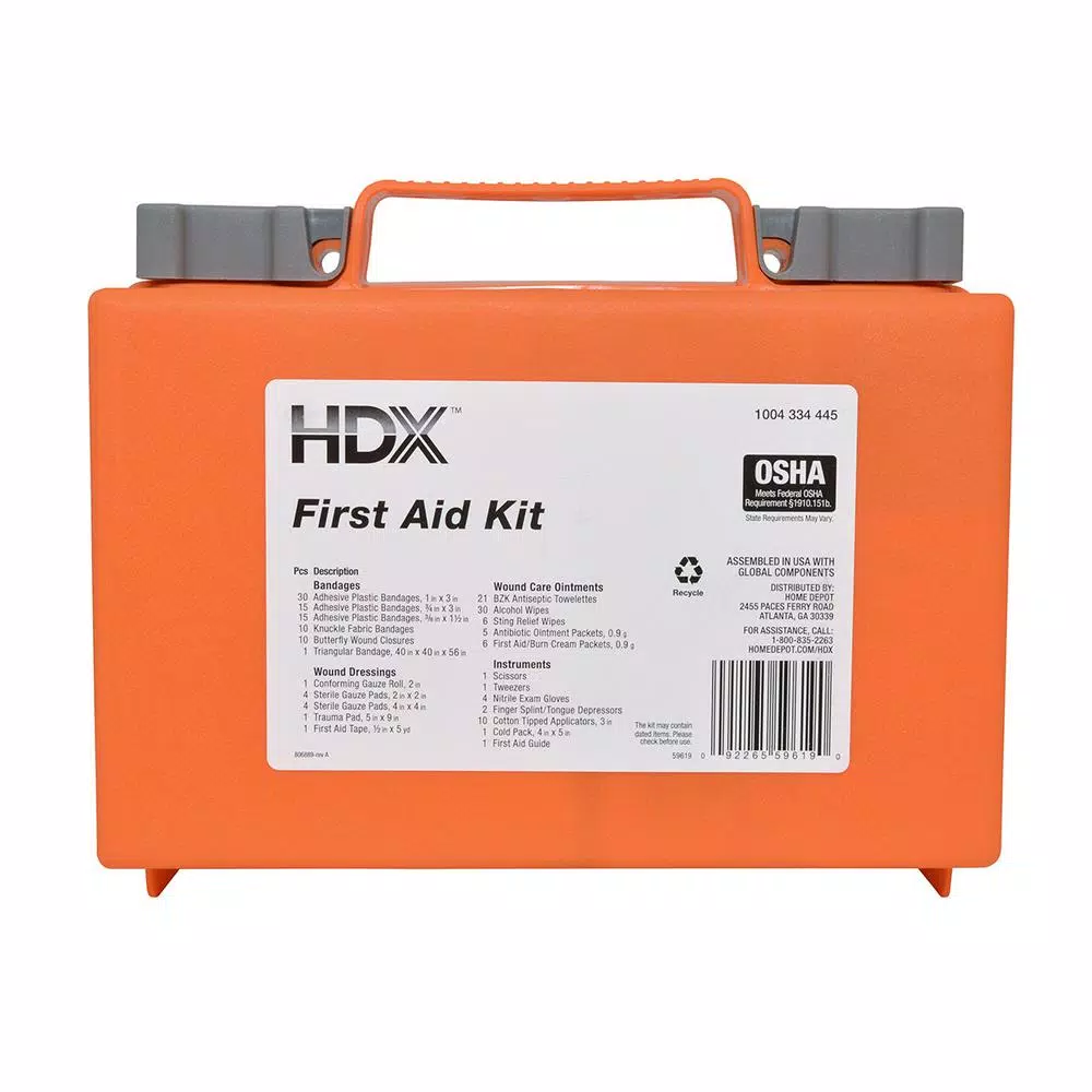 HDX 180-Piece First Aid Kit with Clear Protective Case