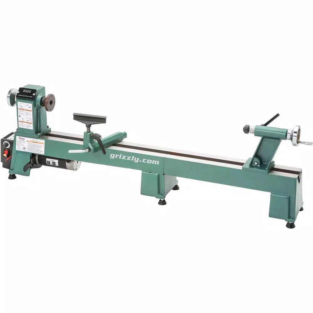 Grizzly Industrial 12 in. x 18 in. Variable-Speed Wood Lathe with Digital Spindle Speed Indicator