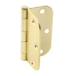 Hardware Essentials 3-1/2 in. Satin Brass Residential Door Hinge, 5/8 in. Round Corner, Full Mortise (9-Pack) thumbnail 3