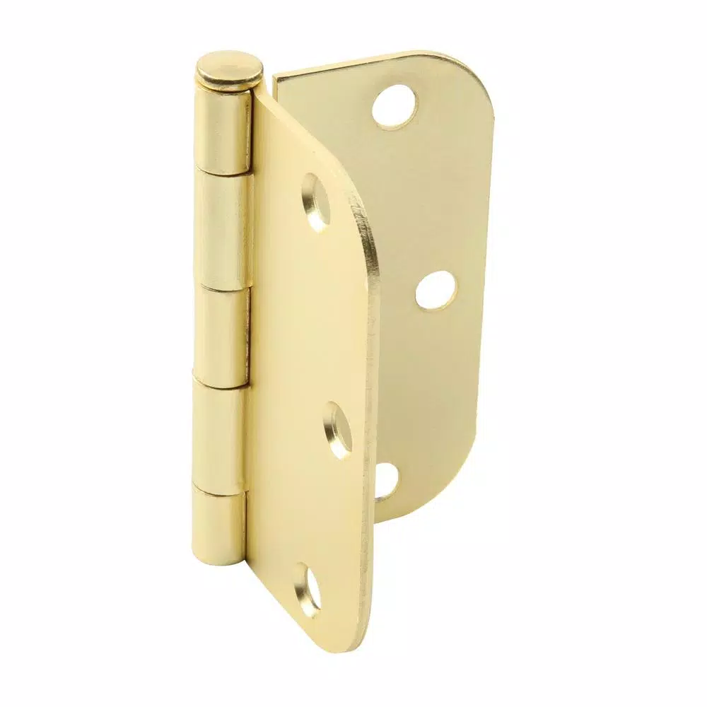 Hardware Essentials 3-1/2 in. Satin Brass Residential Door Hinge, 5/8 in. Round Corner, Full Mortise (9-Pack)