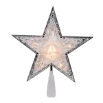 Northlight 9 in. Silver and Clear Crystal 5-Point Star Christmas Tree Topper, Prelit thumbnail 2