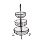 LITTON LANE New Traditional 3-Tier Black Wrought Iron Decorative Basket Tray Stand thumbnail 2