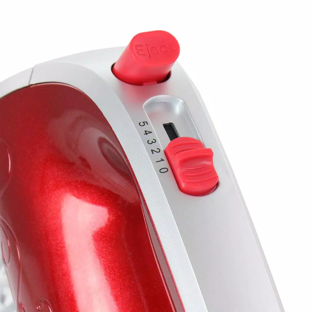Better Chef 5-Speed Electric Hand Mixer with Stainless Steel Beaters and Dough Hooks, Red
