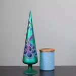 Northlight 15 in. Regal Peacock Green Glass Finial Christmas Tree Topper with Teal, Purple, and Blue Glitter Gems thumbnail 2