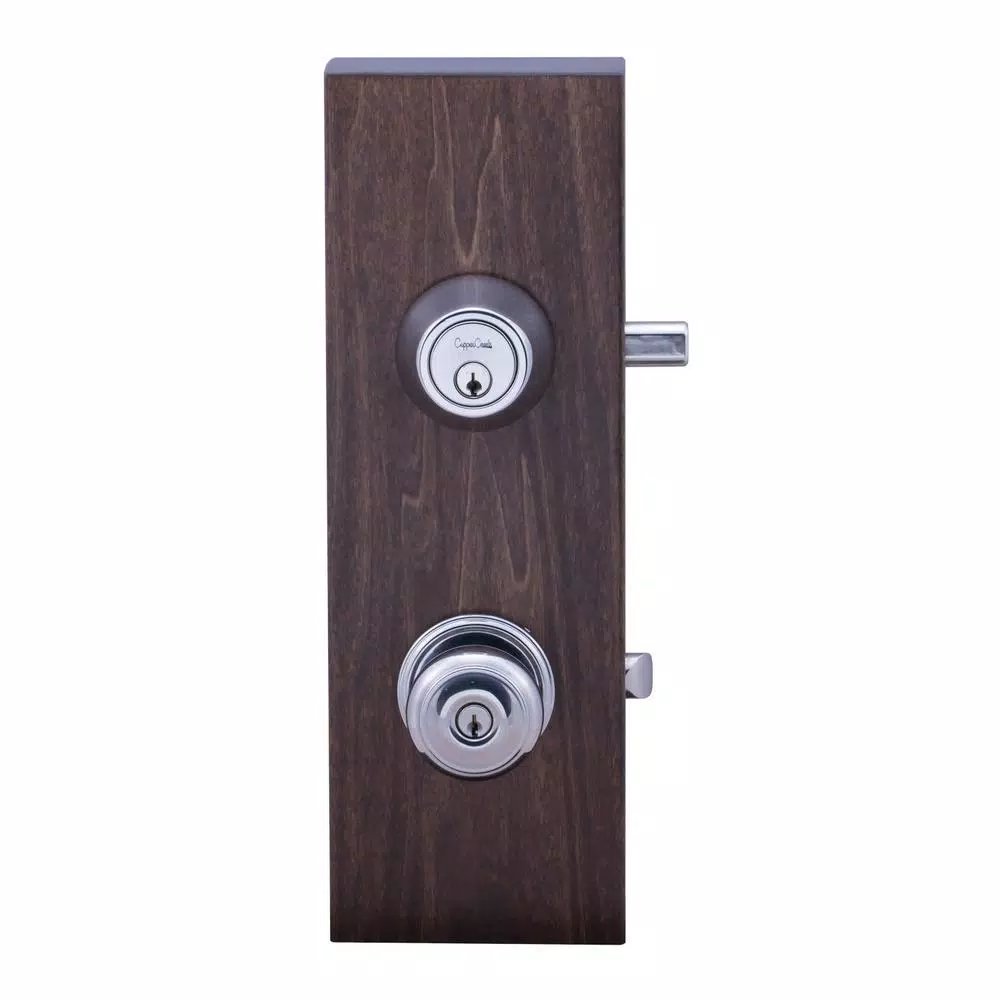 Copper Creek Colonial Polished Stainless Steel Entry Door Knob and Deadbolt Combo Lockset