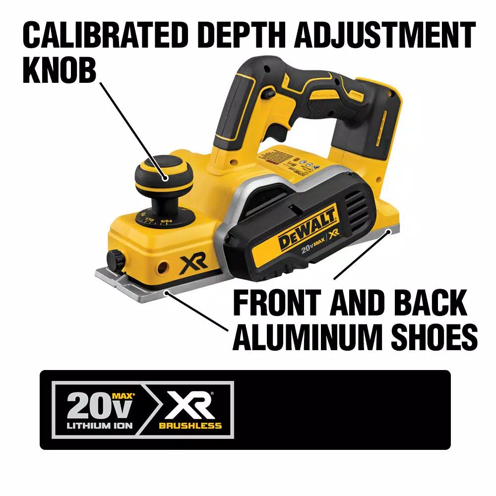 DEWALT 20V MAX XR Cordless Brushless 3-1/4 in. Planer Kit with 3.0Ah Battery and Charger