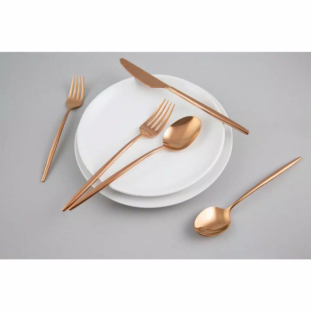 Cambridge Silversmiths Gaze Copper Mirror 20-Piece Flatware Set, Service for 4
