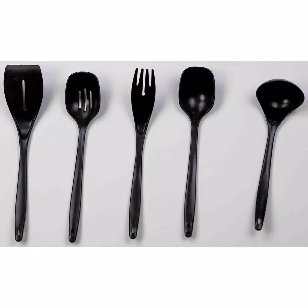 Home Basics 14-Piece Kitchen Tool Set with Revolving Storage Crock, Black