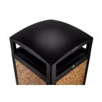 Alpine Industries 40 Gal. Steel Stone Panel Outdoor Commercial Trash Can with Lockable Lid thumbnail 5