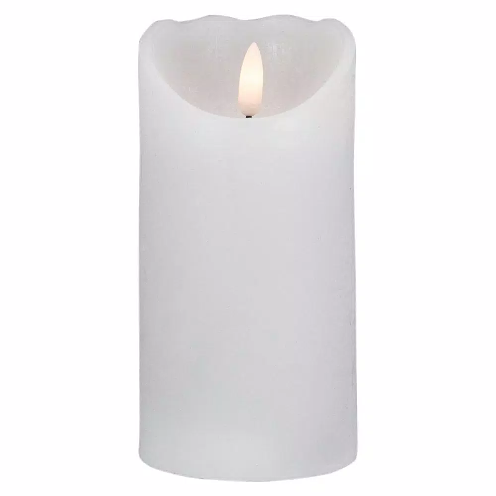 Northlight 6 in. White Flameless Battery Operated Pillar Christmas Decor Candle with 3D Flickering Light