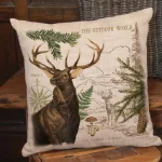 Heritage Lace Lodge Hollow Natural Elk Animal Print Rustic Throw Pillow, 18 x 18 in. thumbnail 1
