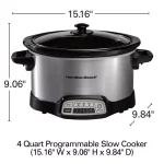 Hamilton Beach 4 Qt. Stainless Steel Programmable Slow Cooker with Built-In Timer thumbnail 2