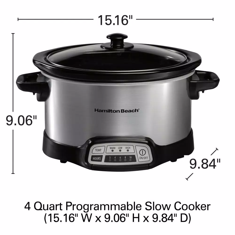 Hamilton Beach 4 Qt. Stainless Steel Programmable Slow Cooker with Built-In Timer