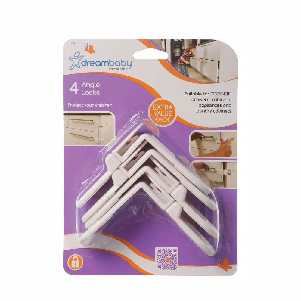 Dreambaby Angle Locks for Child Safety, 4-Pack White