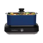 West Bend 5 Qt. Blue Non-Stick Versatility Slow Cooker with Griddle Base, Travel Lid and Thermal Tote thumbnail 3