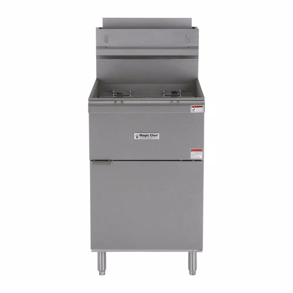 Magic Chef 52 Qt. Stainless Steel Commercial Natural Gas Deep Fryer, 5 Burners, 150,000 BTU
