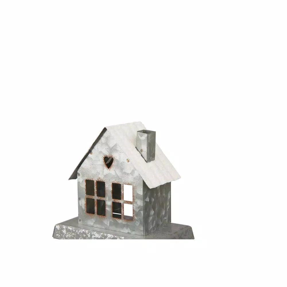 Glitzhome Galvanized Metal House Stocking Holder Set of 2 - Rustic Christmas Mantel Decor