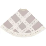 VHC Brands 21 in. Grey Margot Farmhouse Christmas Tree Skirt with Diamond Cut Lace thumbnail 3