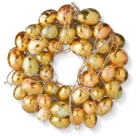 Unbranded 12 in. Gold and Pearl Egg Wreath with Woven Branch and Vine Accents thumbnail 1